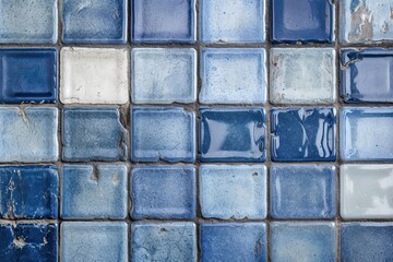 The Timeless Beauty of Blue Ceramic Tiles: An Old Vintage Look for Your Kitchen or Bathroom. Generative AI