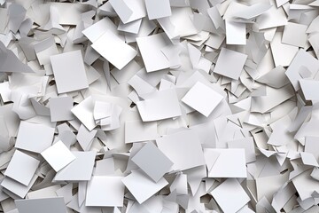 Top View of Heap of Scattered White Empty Paper Sheets - Perfect for Poster Mockups and Placards: Generative AI