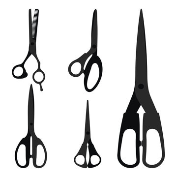 Sketchy image of scissors silhouette. Stationery, pocket, kitchen, manicure, surgery, hairdressers, tailor, garden, household