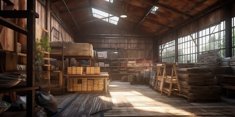 AI Generated. AI Generative. Woodwork carpentry sawmill logging lumber craft wood products. Industry nature business. Graphic Art