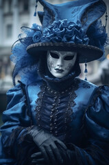 Fototapeta na wymiar City carnival mask. Venetian carnival. Generative AI