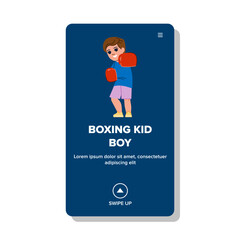 boxing kid boy vector. child boxer, sport fighter, exercise training, activity caucasian, childhood gloves boxing kid boy web flat cartoon illustration