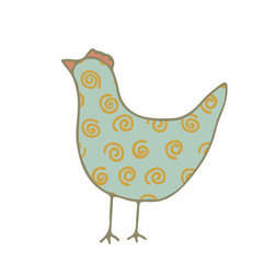 Cute hen isolated on white background. Bird pattern. graphic design element. Vector illustration