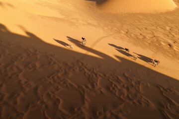 Generative AI of the deserts sand dunes seen from above. 