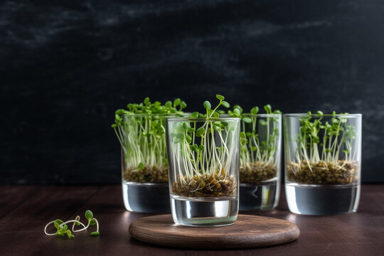 Generative Ai of fresh sprouts grown indoor. 