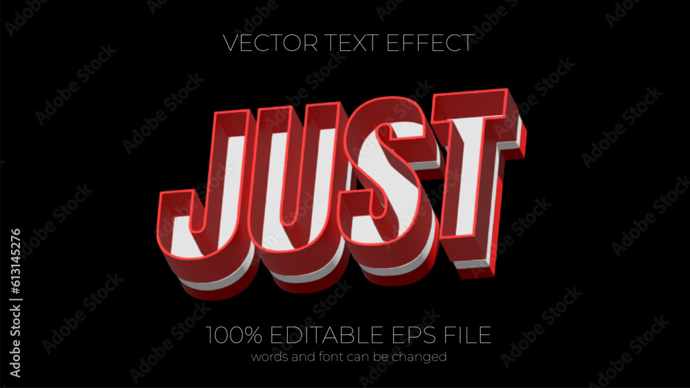 Aufkleber just editable text effect style, eps editable text effect