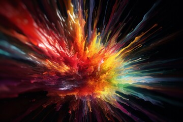 Dynamic Energy Burst with Vibrant Color and Explosive Motion Created with Generative AI