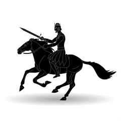 Riding Knight with sword on horse back