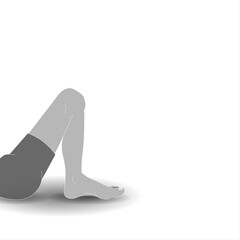 Leg in yoga pose on a white background - man practicing yoga, doing exercise
