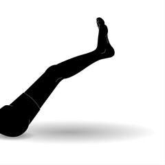Human leg on a white background - Legs are lifted up and bent. One continuous line art of legs. Black outline on a white background. Line drawing.