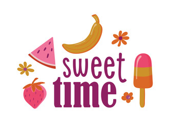 colorful beautiful summer stickers. Summer nautical hand drawn lettering vector set. Bright decorative set of design elements. All objects are separated. Drawn by hand. Vector illustration.