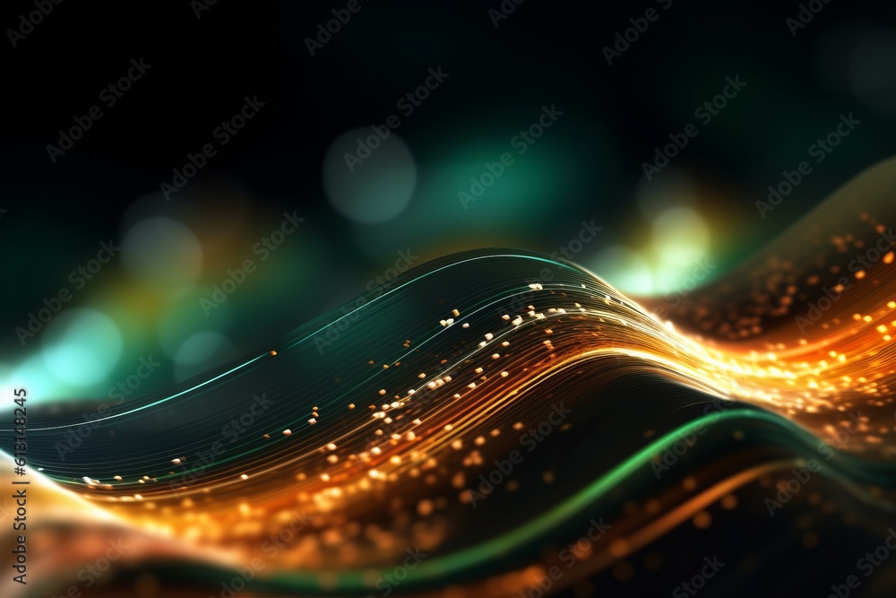 Aufkleber abstract futuristic background with glowing neon moving high speed wave lines and bokeh lights. data