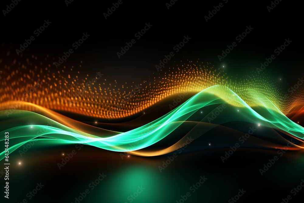 Aufkleber abstract futuristic background with glowing neon moving high speed wave lines and bokeh lights. data