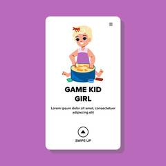 game kid girl vector. child boy, fun play, children home, room little, school together game kid girl web flat cartoon illustration