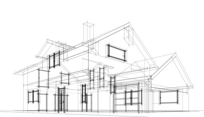 house architecture design 3d illustration