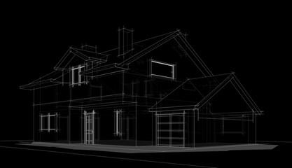 house architecture design 3d illustration