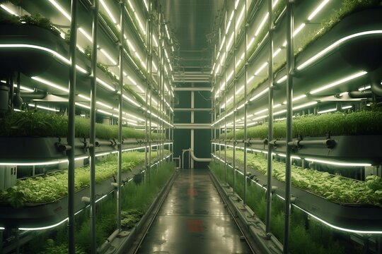 The concept of farming and agriculture of the future. Growing fruits and vegetables, greenhouse. 