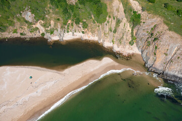 Wilde beach in Sinemorets and Estuary of Veleka river