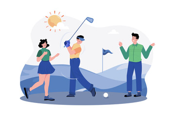 Fototapeta premium Friends play a morning round of golf.