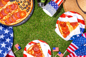 july 4th holiday party pizza, Fourth of July, Patriotic Independence day festive and picnic food....