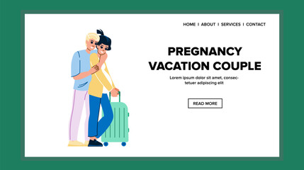 pregnancy vacation couple vector. pregnant woman, summer love, family belly, beach man, mother young pregnancy vacation couple web flat cartoon illustration