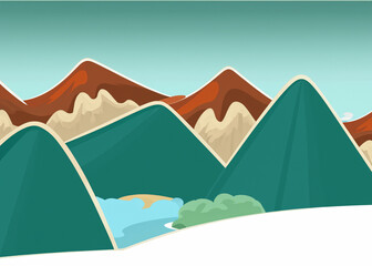 abstract mountain landscape in cartoon style illustration created with generative ai technology