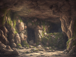 Rock cave entrance inside