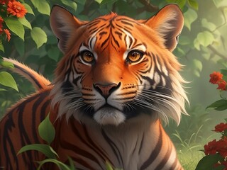 tiger in the jungle,  ai generative image 