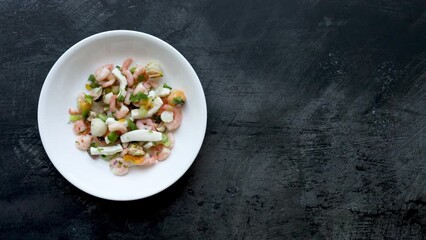 Serving a Plate of Seafood Ceviche