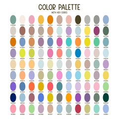 Colorful boho color palette with hex codes for kids illustration and poster design