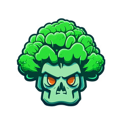 Skull Garden: Broccoli in Bone-chilling Illustration - Embracing Vegetarian Agriculture and Artistic Skeletons
