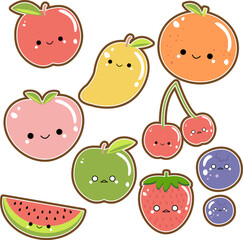 Fruit Apple Watermelon Mango Cherry Strawberry Blueberry Peach