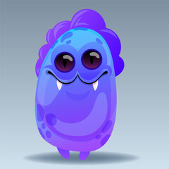 Cute cartoon monster. Design for print, sticker, party decoration, logo, emblem, magazine prints or journal article, t-shirt design, poster. Vector illustration of Halloween cool monster 