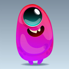 Cute cartoon monster. Design for print, sticker, party decoration, logo, emblem, magazine prints or journal article, t-shirt design, poster. Vector illustration of Halloween cool monster 