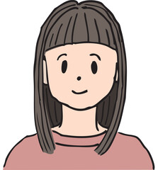 ミディアムヘアの笑顔の20代から30代の若い女性