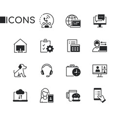 Online work and freelance - set of line design style icons