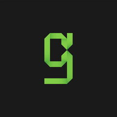 Ribbon logo design form letter g in modern style