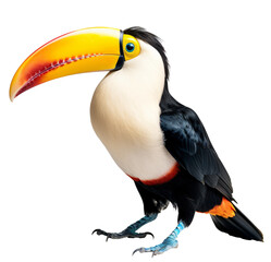 Toucan isolated on the transparent background PNG. Top view. AI generative.