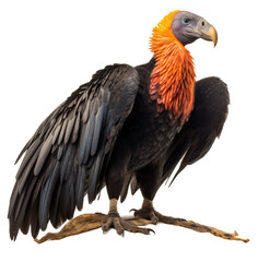 king condor, vulture  isolated on the transparent background PNG. Top view. AI generative.