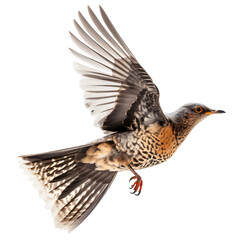 Flying cuckoo  isolated on the transparent background PNG. Top view. AI generative.