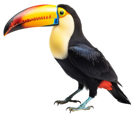 Toucan  isolated on the transparent background PNG. Top view. AI generative.
