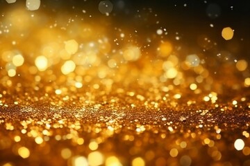 Golden glitter bokeh background texture, Generative Ai