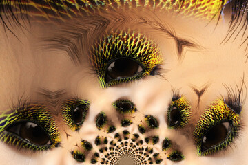 Artistic 3D illustration of a female eye - 613162638
