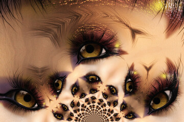 Artistic 3D illustration of a female eye - 613162643