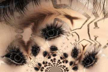 Artistic 3D illustration of a female eye - 613162682