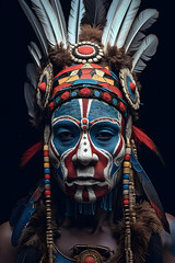 shaman wearing loki tribal masks ai generated art - obrazy, fototapety, plakaty