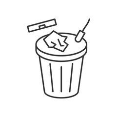 Toilet bin icon in line style, vector image
