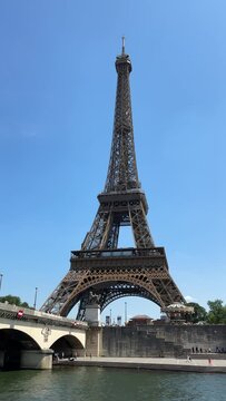 Paris Eiffel Tower on clear blue sky background