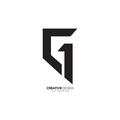 Letter G 1 modern unique shape stylish monogram logo. G logo. 1 logo. G1 logo