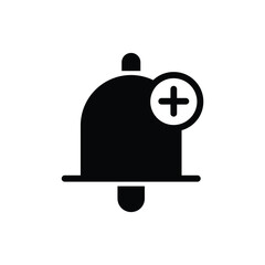 Bell notification icon set isolated on black background. Contains such as  add, X cross, check mark, exclamation, zzz, do not enter, settings, lock sign. Perfect for website or design graphic.